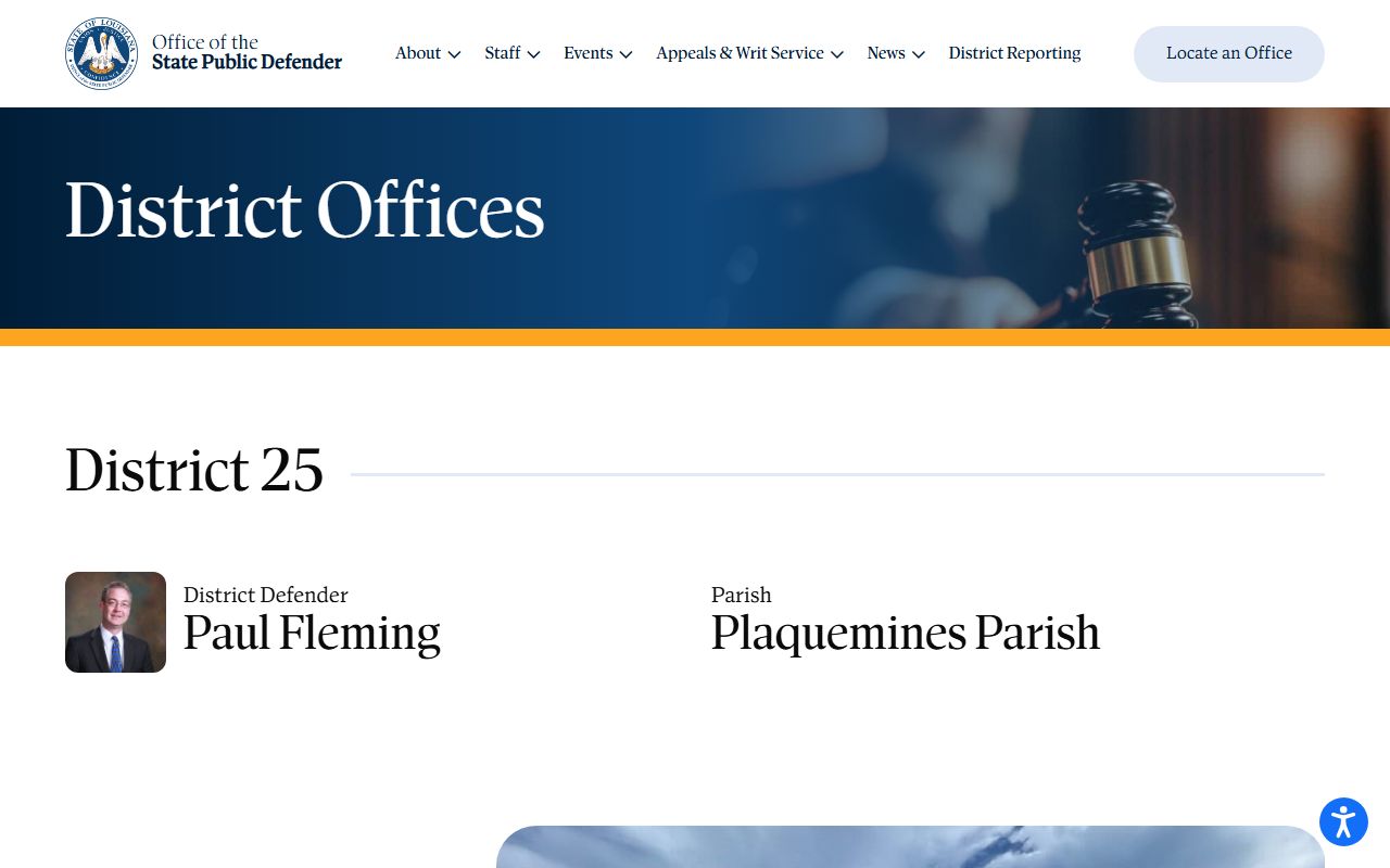 Plaquemines Parish criminal court records District 25 public defender