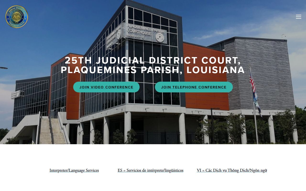 Plaquemines Parish court records 25th Judicial District Court homepage