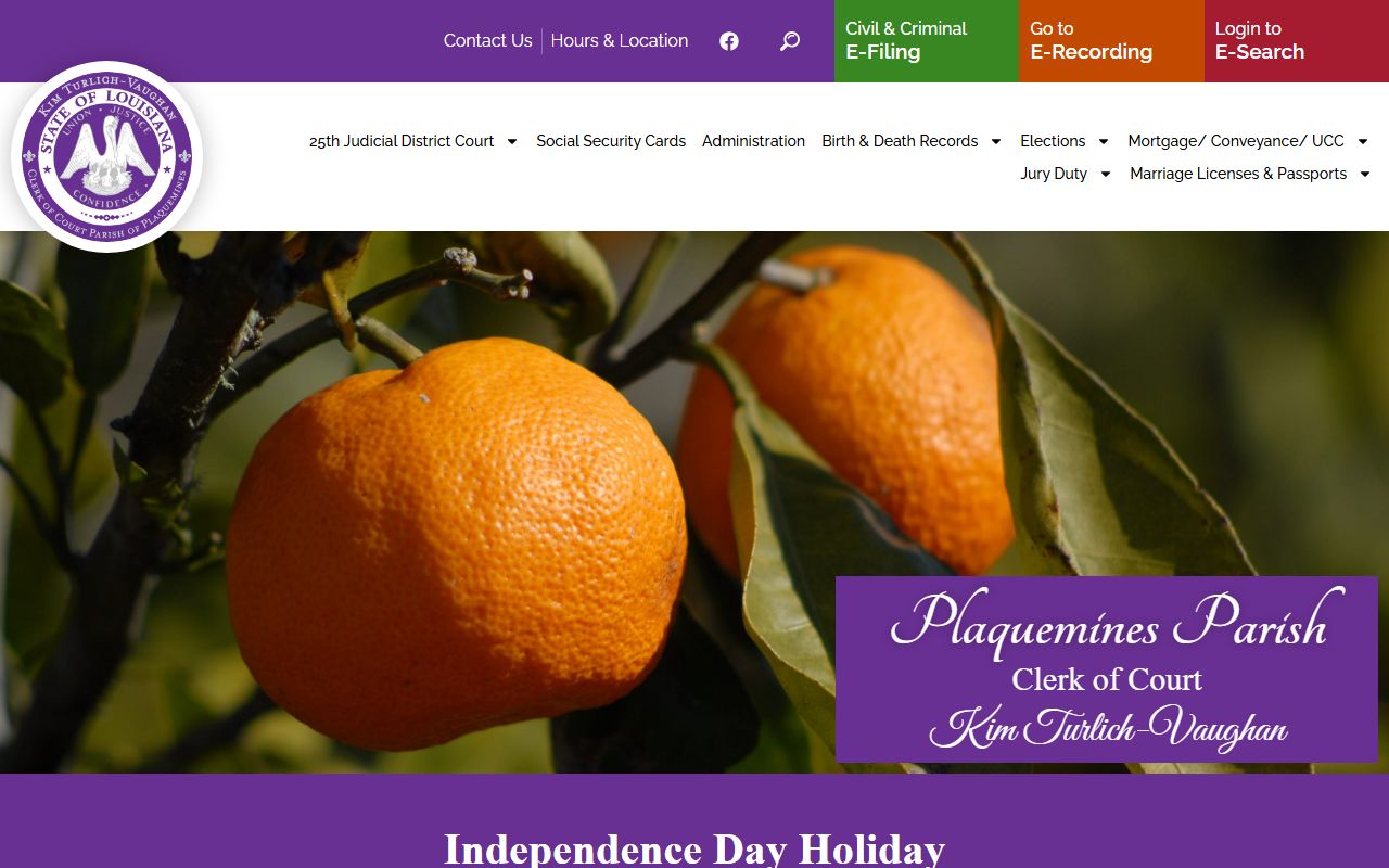 Plaquemines Parish court records Clerk of Court homepage
