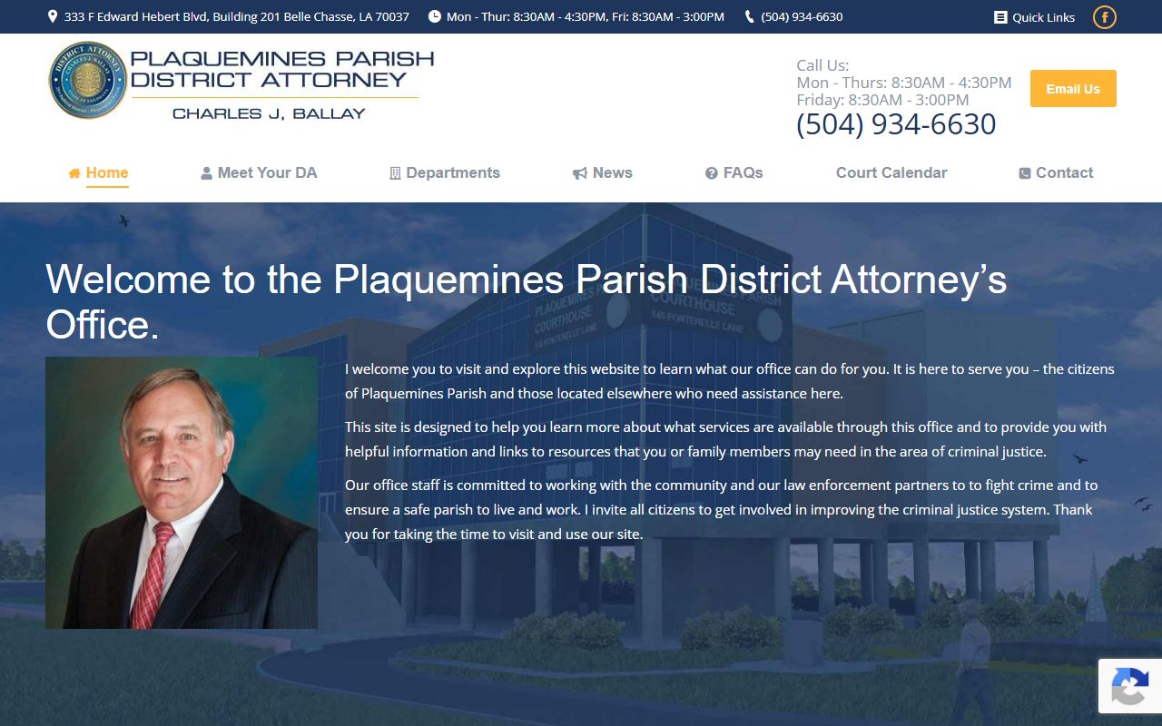 Plaquemines Parish court records district attorney source