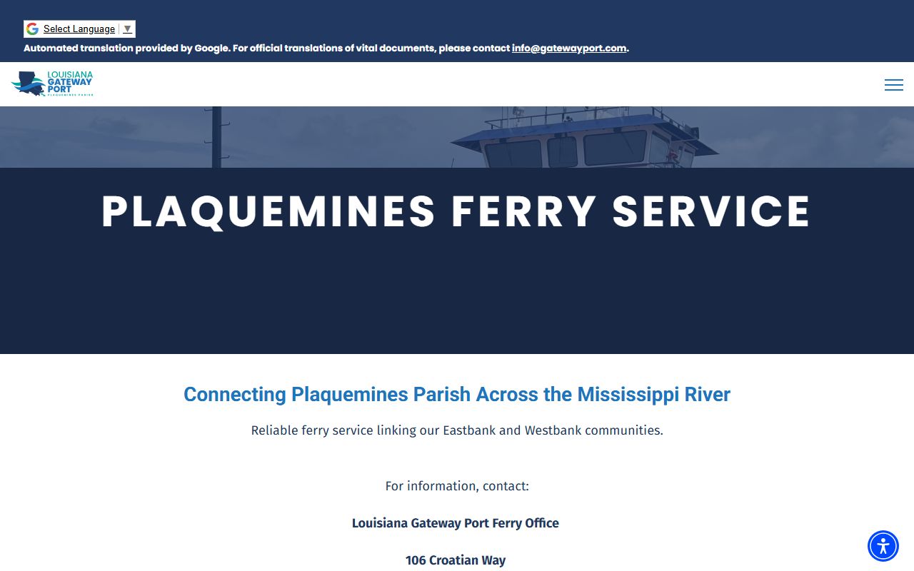 Plaquemines Parish court records courthouse ferry status