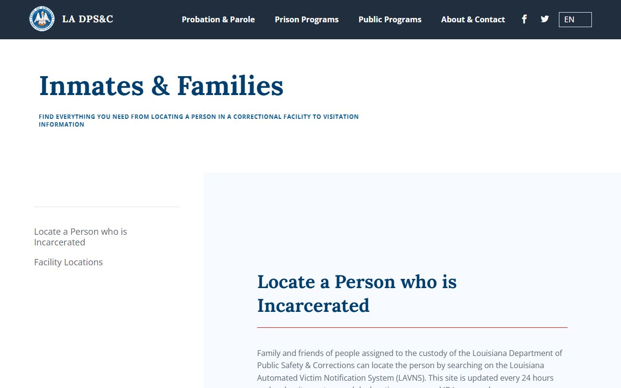 Plaquemines Parish inmate search Louisiana DOC offender information