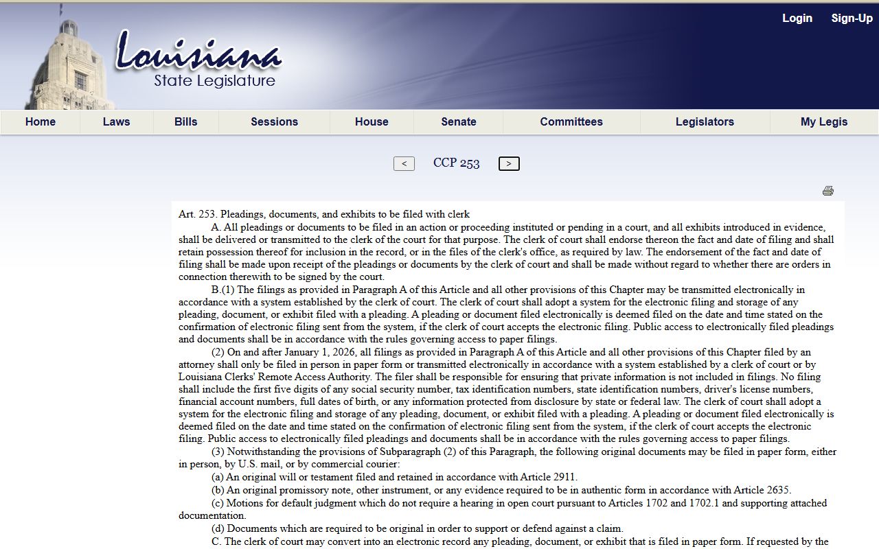 Plaquemines Parish probate records electronic filing redaction rule