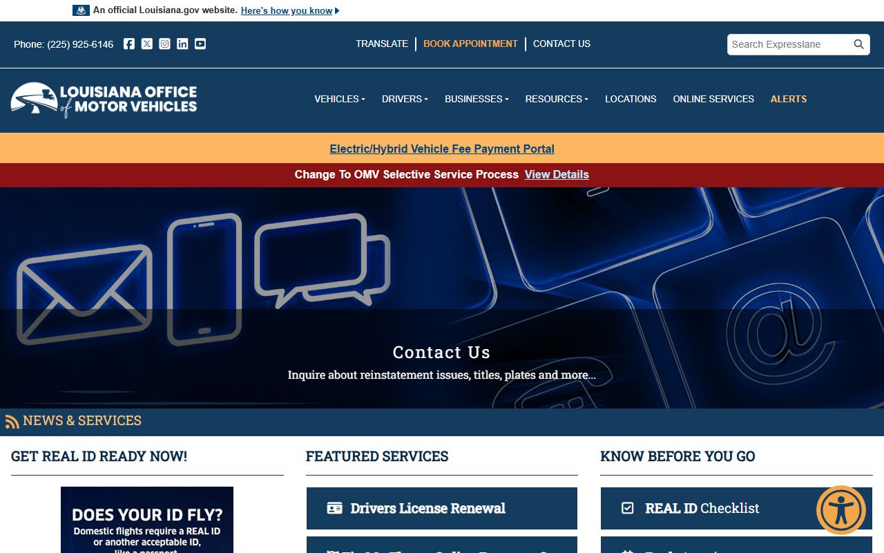 Plaquemines Parish traffic court records Louisiana OMV ExpressLane portal
