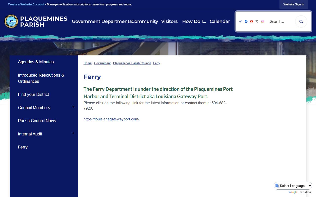 Plaquemines Parish traffic court records ferry travel information